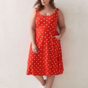 ADDITION ELLE NWT Red & White Polka Dot Sleeveless Dress 3X